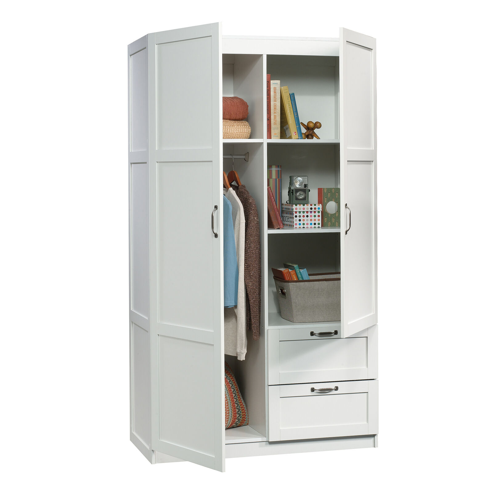 Wardrobe Armoire Garment Organizer 2-drawer Shelf Storage Home Bedroom Furniture