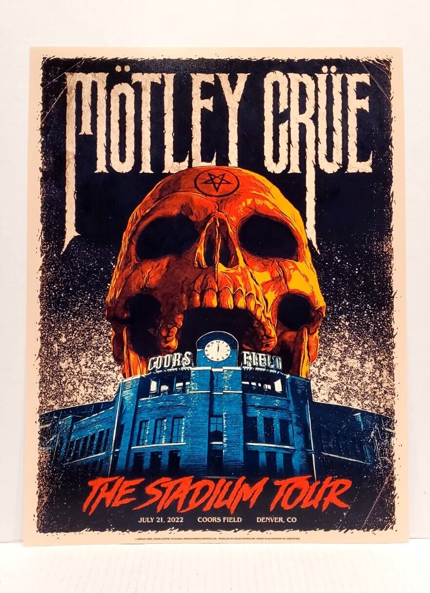 Motley Crue Denver, Co Poster 8/21/2022 Stadium Tour 13 X 17 Lithograph Reprint