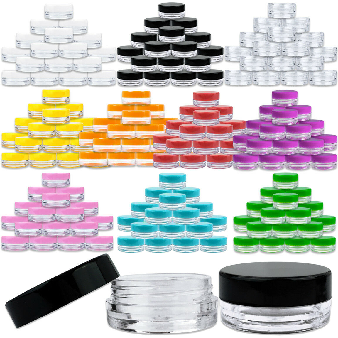 50 Jars 3 Gram 3ml Acrylic Plastic Jar Sample Containers Bpa Free