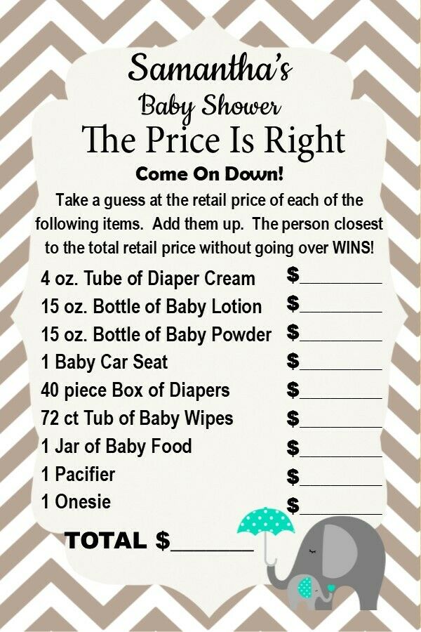 12 Personalized Baby Shower - The Price Is Right Game -party Games - Asst Colors