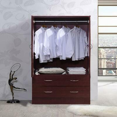 Bedroom Armoire 2-door 2-drawers Wardrobe Storage Closet Cabinet Wood Home New