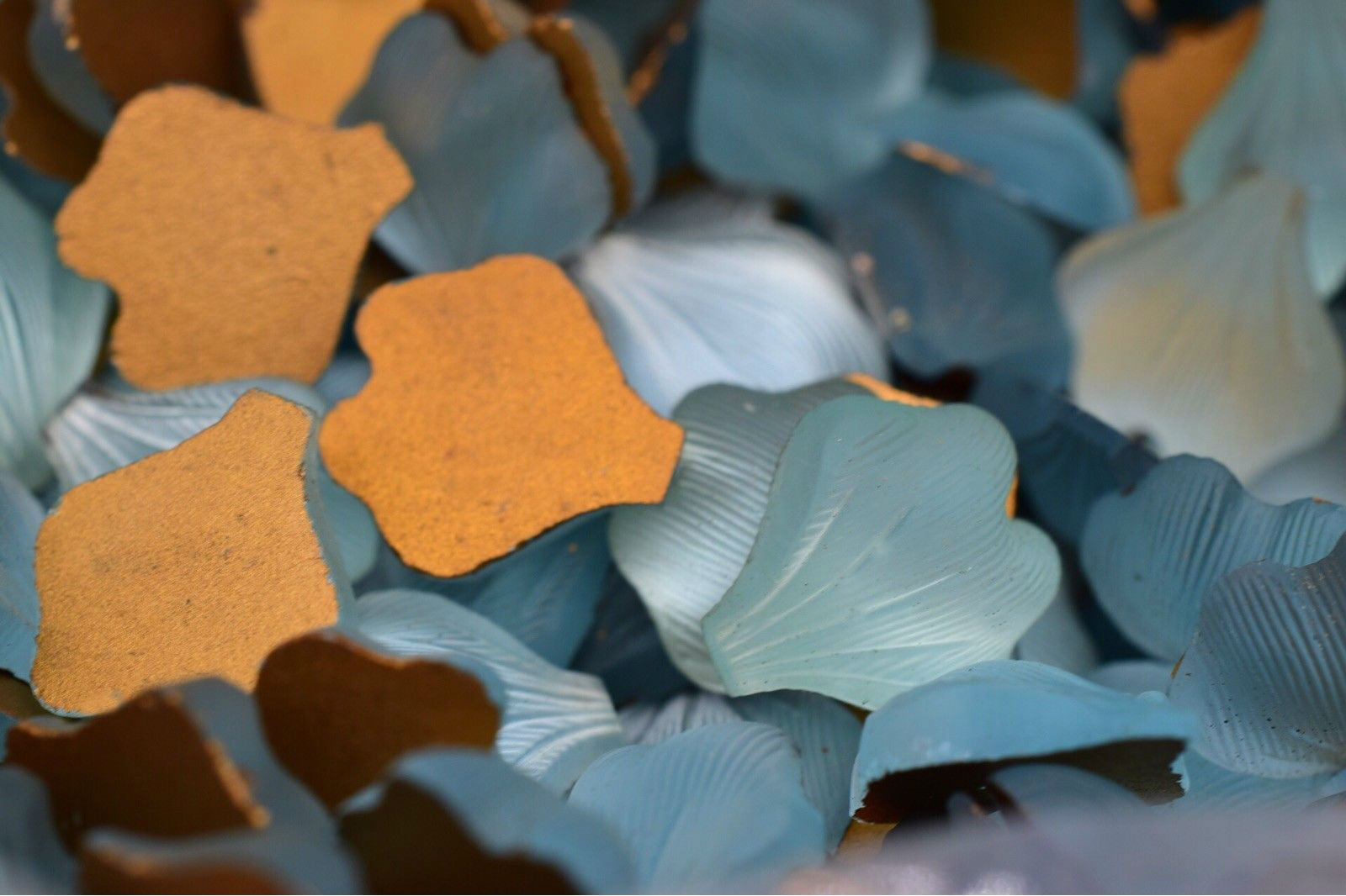 Vintage Blue Leaf / Shell Glass Cabochon Rhinestone Foiled 14 Mm Germany