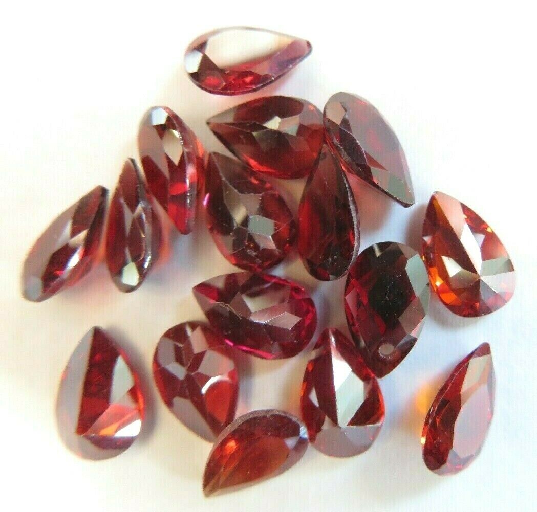 16 Genuine Faceted Garnet Gemstones - 8x5mm Faceted Tear Drop Gems - Quality