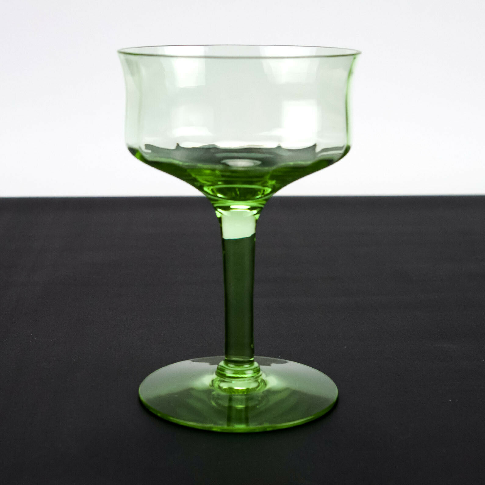Morgantown Avalon Green Stem Champagne Tall Sherbet Glass, Vintage Elegant 5 1/8