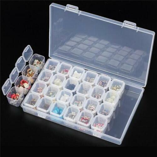 Empty 28 Jars Slots Nail Art Storage Box Case Tips Jewelry Organizer Beads Tools