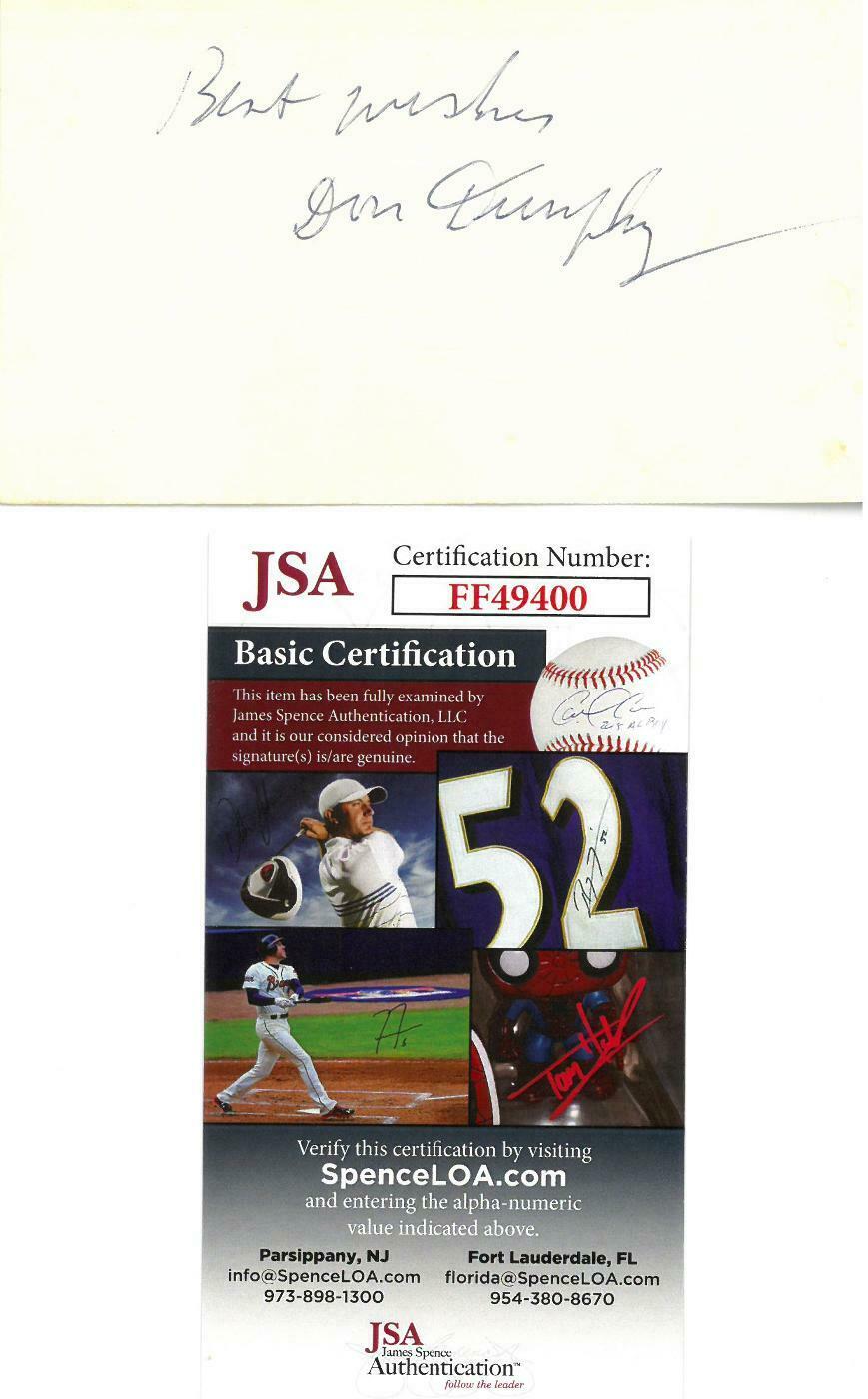Don Dunphy Signed Authentic Autographed 3x5 Cream Index Card Jsa #ff49400