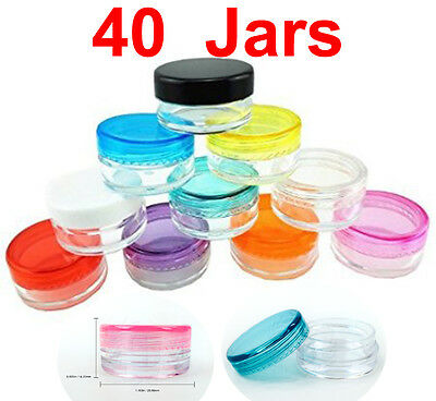 40 Pack 3 Gram Mix Color Lid Jar Cosmetic Sample Makeup Cream Pot Container 3g
