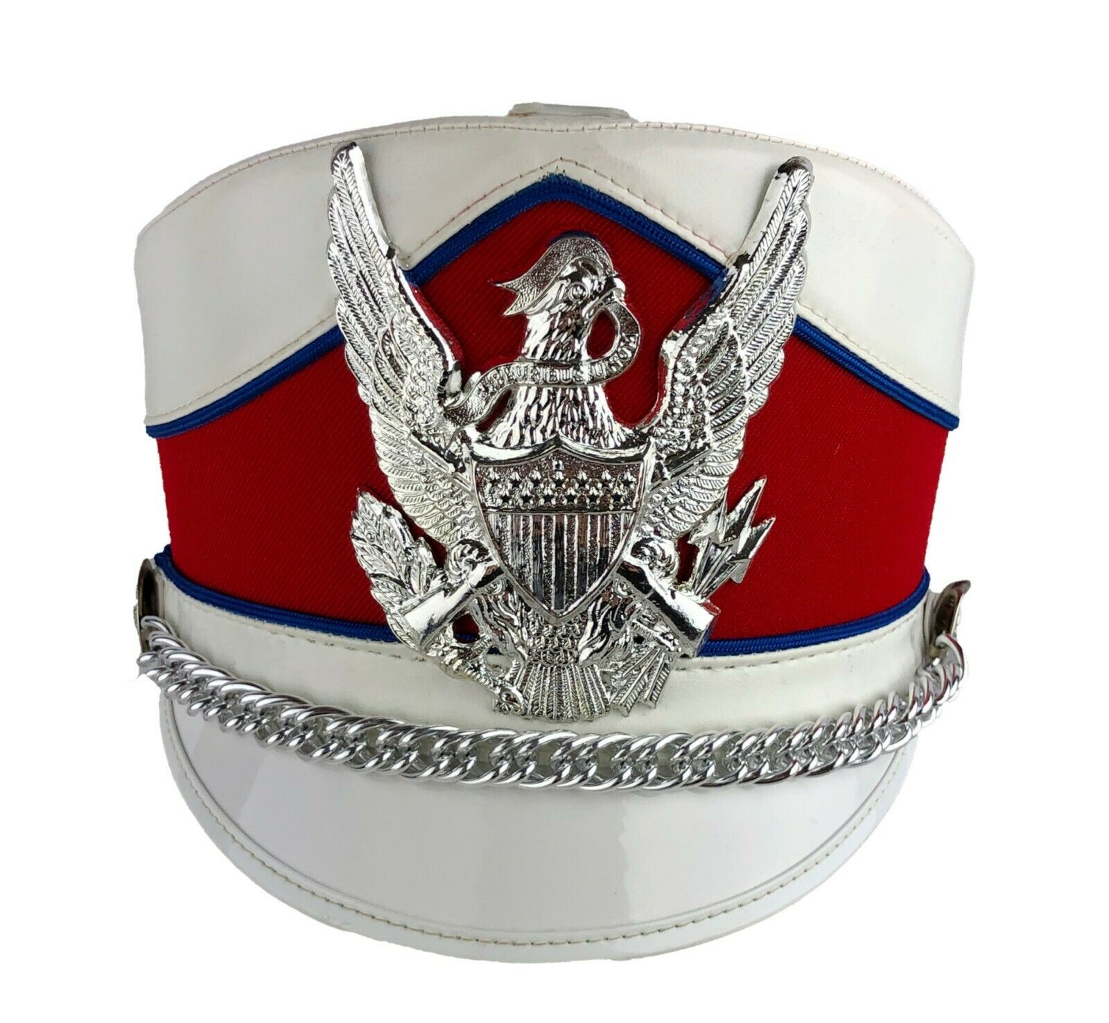 School Marching Band Uniform Dress Hat Burgundy White Silver Eagle Choose Size