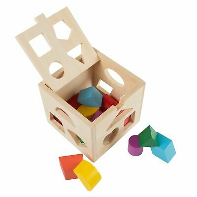 Baby Wooden Toy Box Shape Sorter Colors Cube Developmental Puzzle Blocks Babies